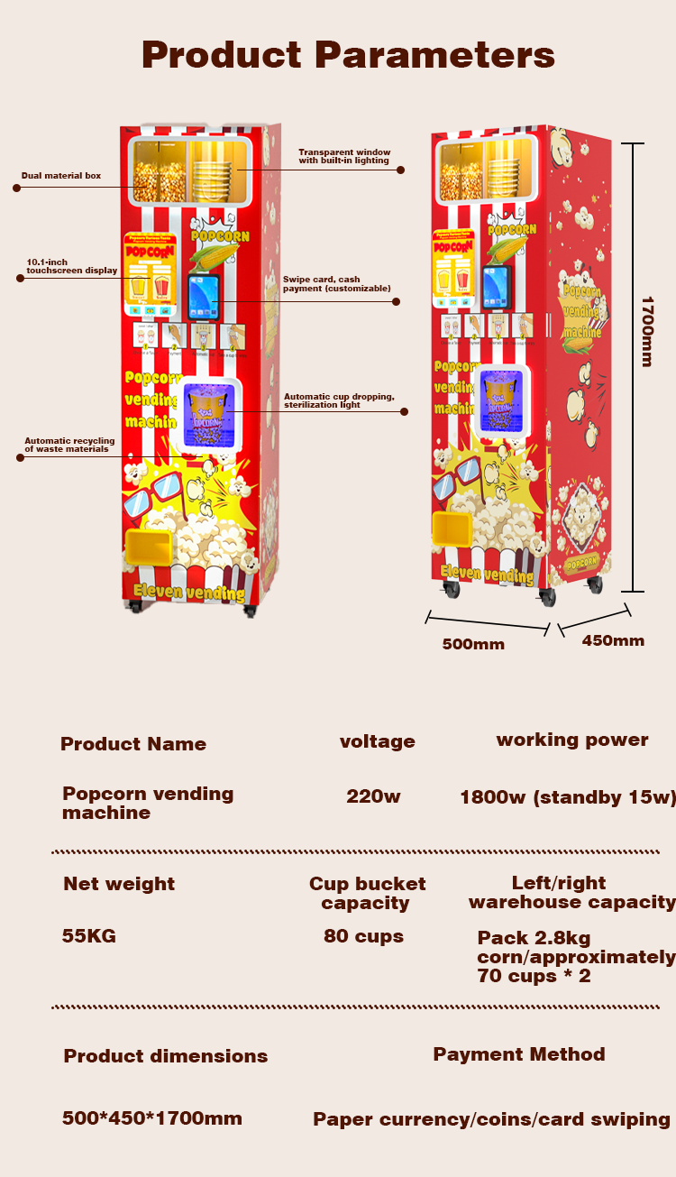 CE Commercial Snack Food Popco - Popcorn Vending Machine ulasan dan harga