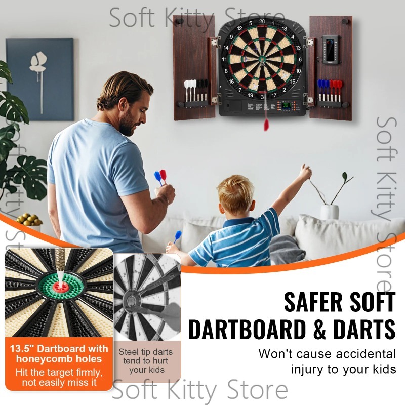 Dartboard and Cabinet Set Hide - Electronic Dartboard Cabinet ulasan dan harga