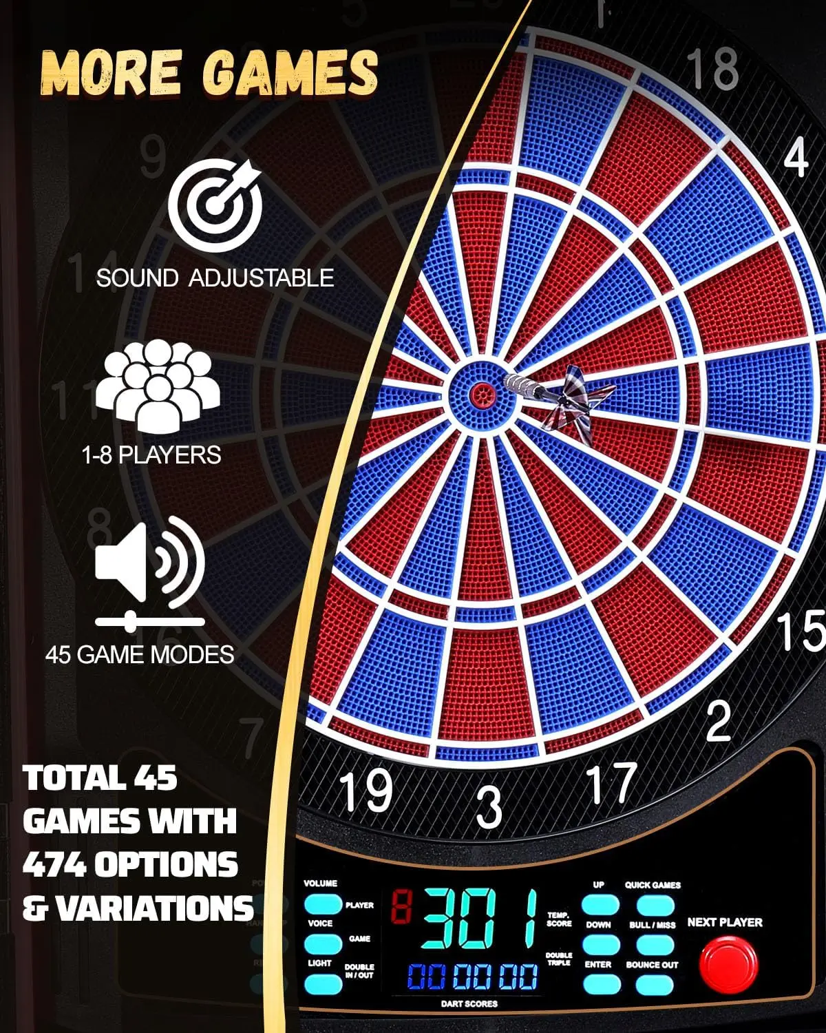 Electronic Dart Board, Electri - Electronic Dartboard Cabinet ulasan dan harga