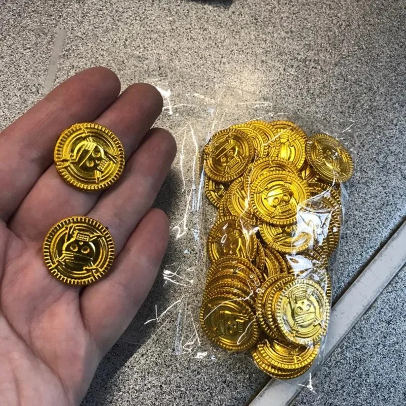 50Pcs Pirate Gold Coins Plasti - Arcade Game Coin ulasan dan harga